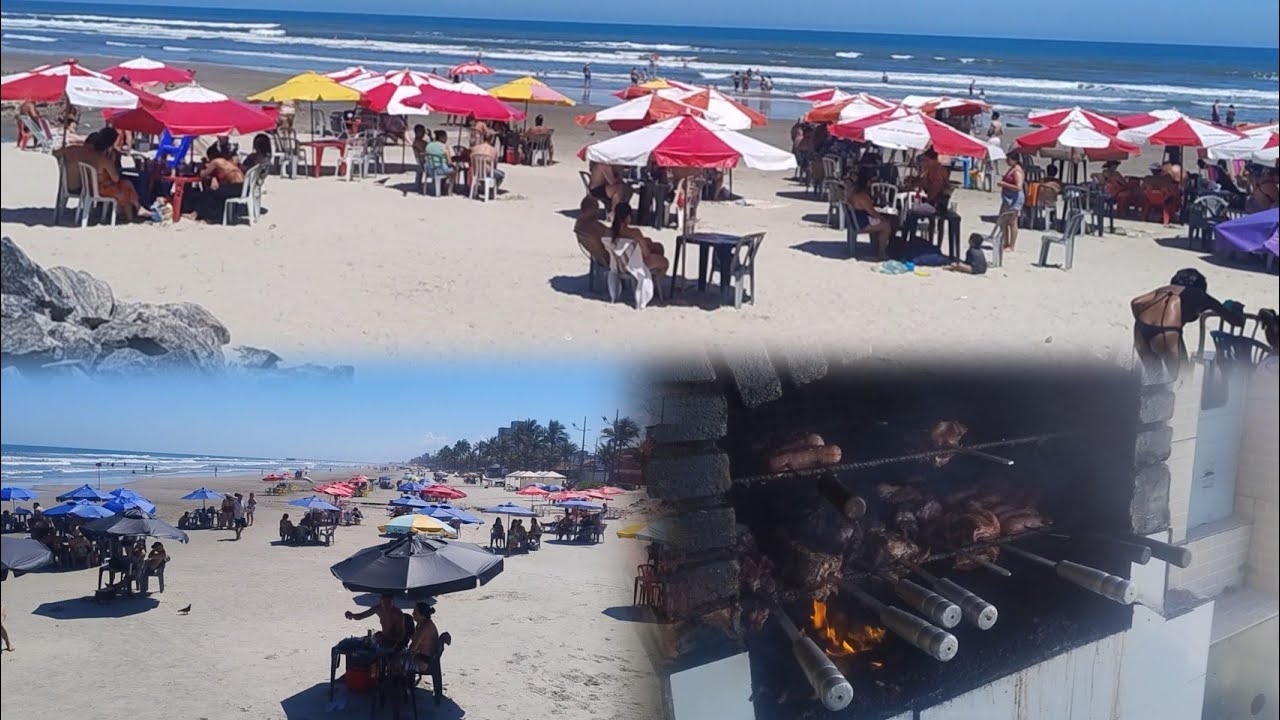 Praias movimentada de Mongaguá litoral Sul neste sábado 30⁰ ☀️😎🏖️🚨👍🏻☀️☀️