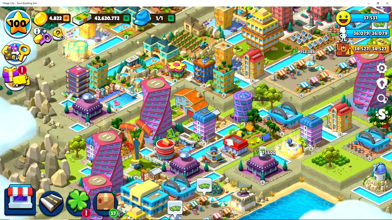 VILLAGE CITY: TOWN BUILDING SIM (DIA 501) LV 100 (MAX)