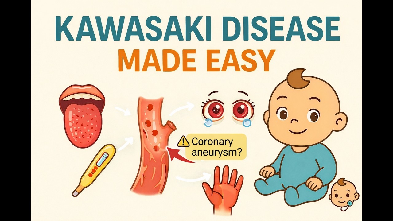 Kawasaki Disease Made Easy| Symptoms, Diagnostic Criteria, Management explained visually.