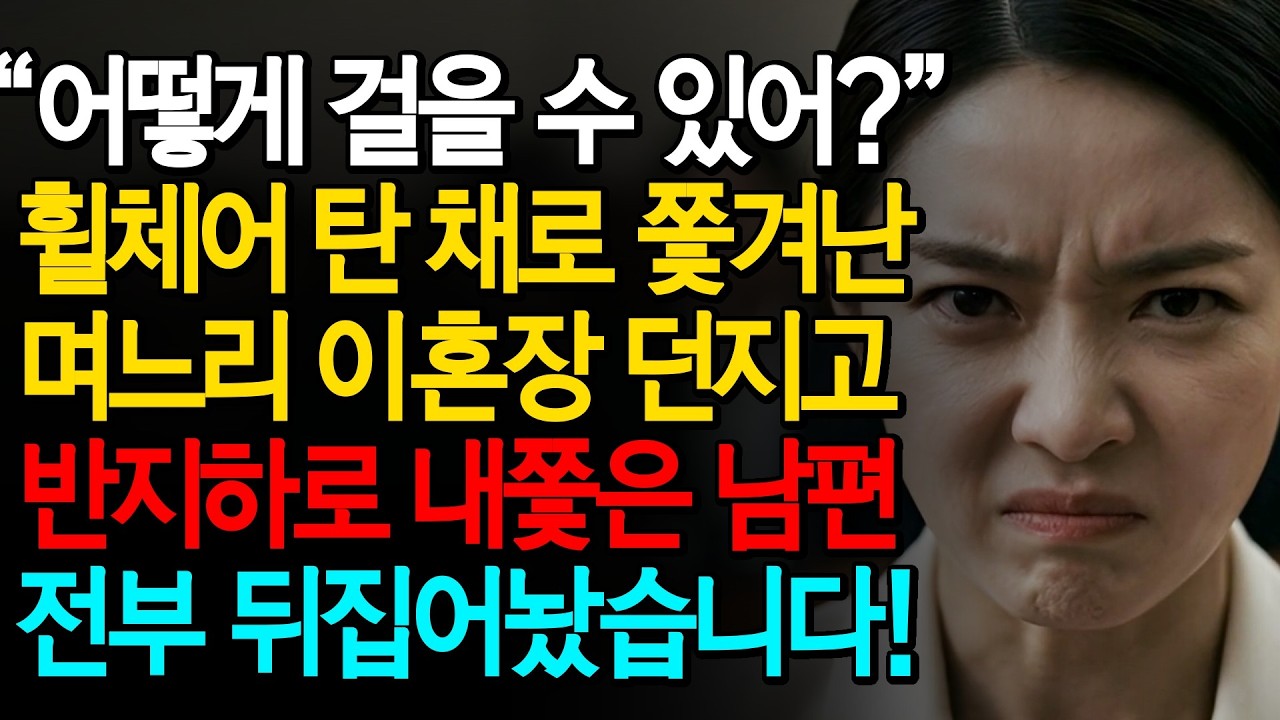 “어떻게 걸을 수 있어?” 휠체어 탄 몸으로 쫓겨난 며느리에게 이혼장 던지고 반지하로 내쫓은 악마 남편, 전부 다 끝장냈습니다!ㅣ노후사연ㅣ감동사연ㅣ사연라디오ㅣ오디오북