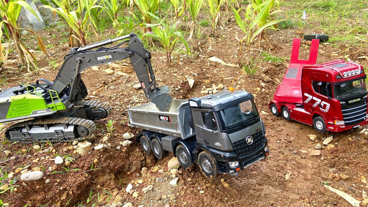 Aksi RC Truck Scania Huina 1501 RC Excavator Huina 1593, Truck Huina 1536 Pro