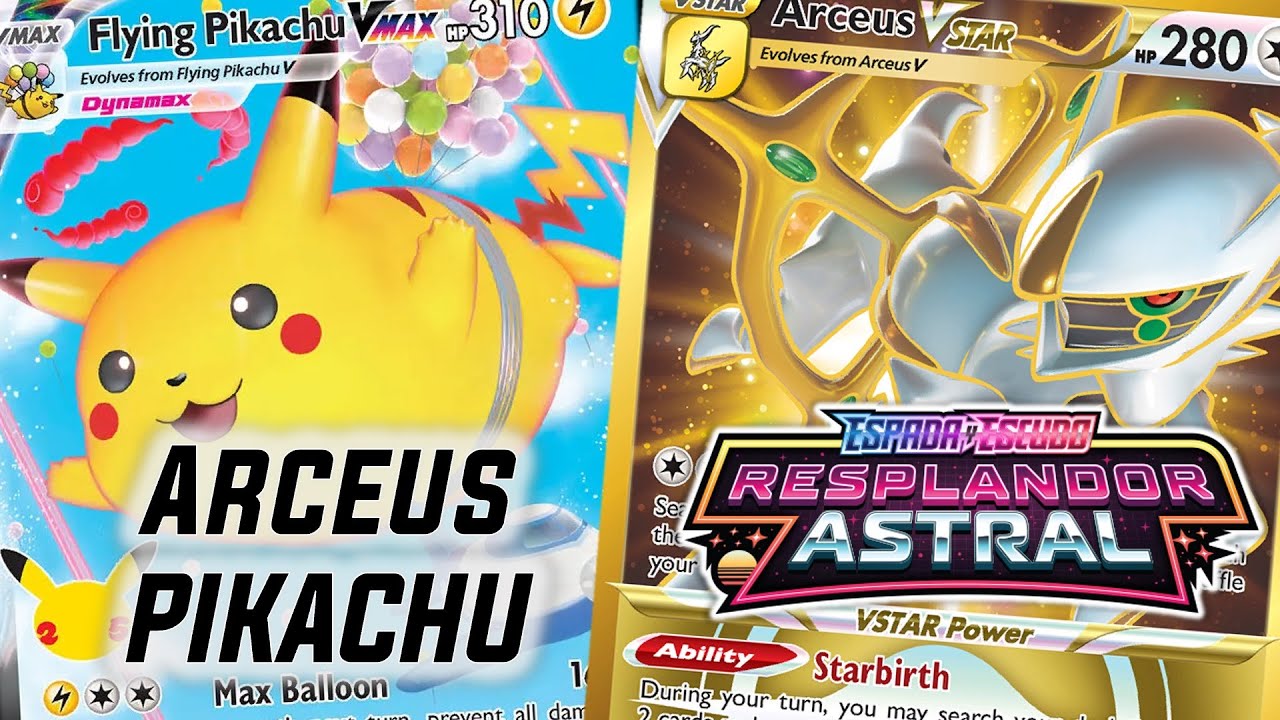 🎈VOLANDO CON PIKACHU! Arceus VSTAR + Flying Pikachu VMAX Deck - Cartas Pokemon GO Resplandor Astral