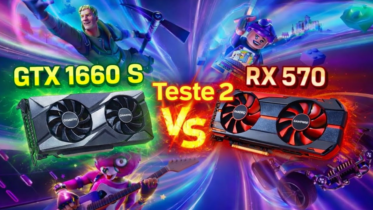 Teste 2 GTX 1660 Super vs RX 570 16 GB R5 5500 Fortnite #fortnite  #rx5704gb #gtx1660super 