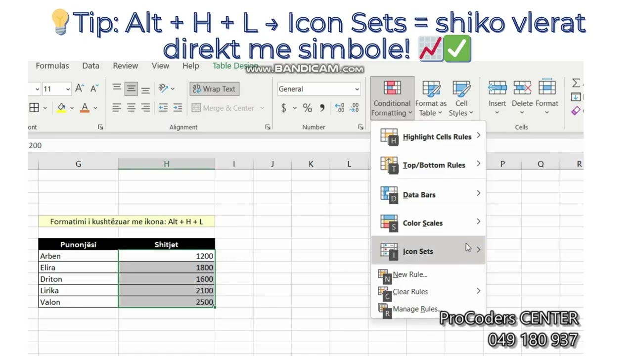 💡 Tip Alt + H + L &rarr; Icon Sets shiko vlerat direkt me simbole! 📈✅ 1