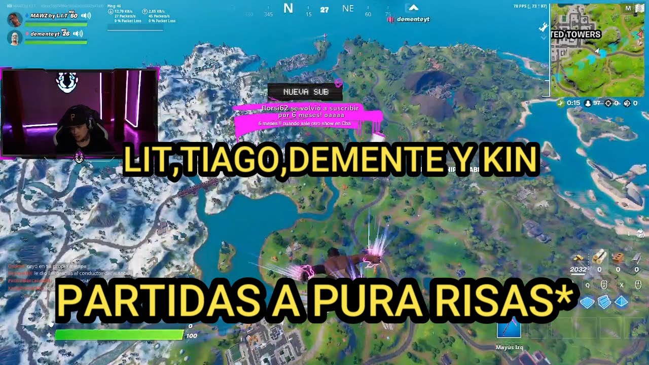 LITkillah,TIAGO,DEMENTE Y KIN JUGANDO AL FORTNITE *parte 1*