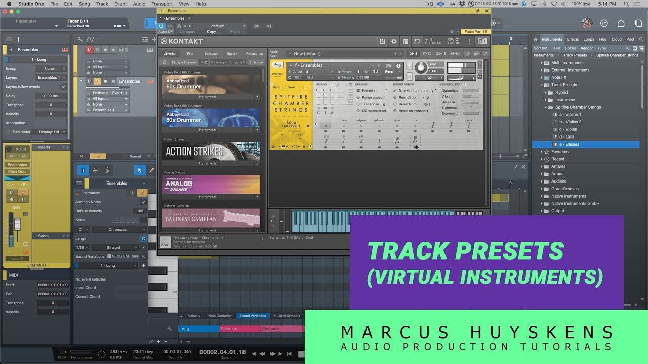 Working with Track Presets in Studio One Version 6 (Virtual Instruments)