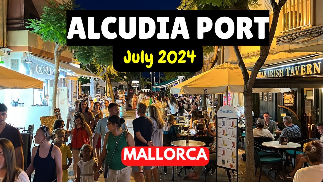 Packed in Alcudia Port & Bus Stop Bedlam, Mallorca Summer 2024