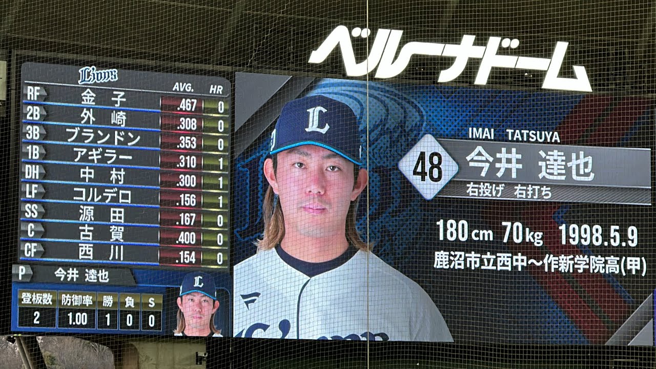 8年目今井達也 初の開幕投手！ライオンズ試合前スタメン発表【西武vsヤクルト】2024/3/22