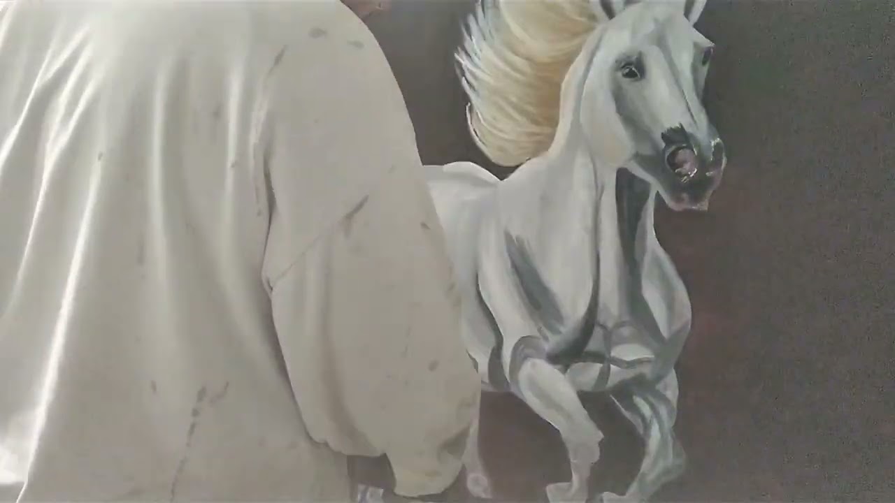 Pintura al óleo un caballo blanco 