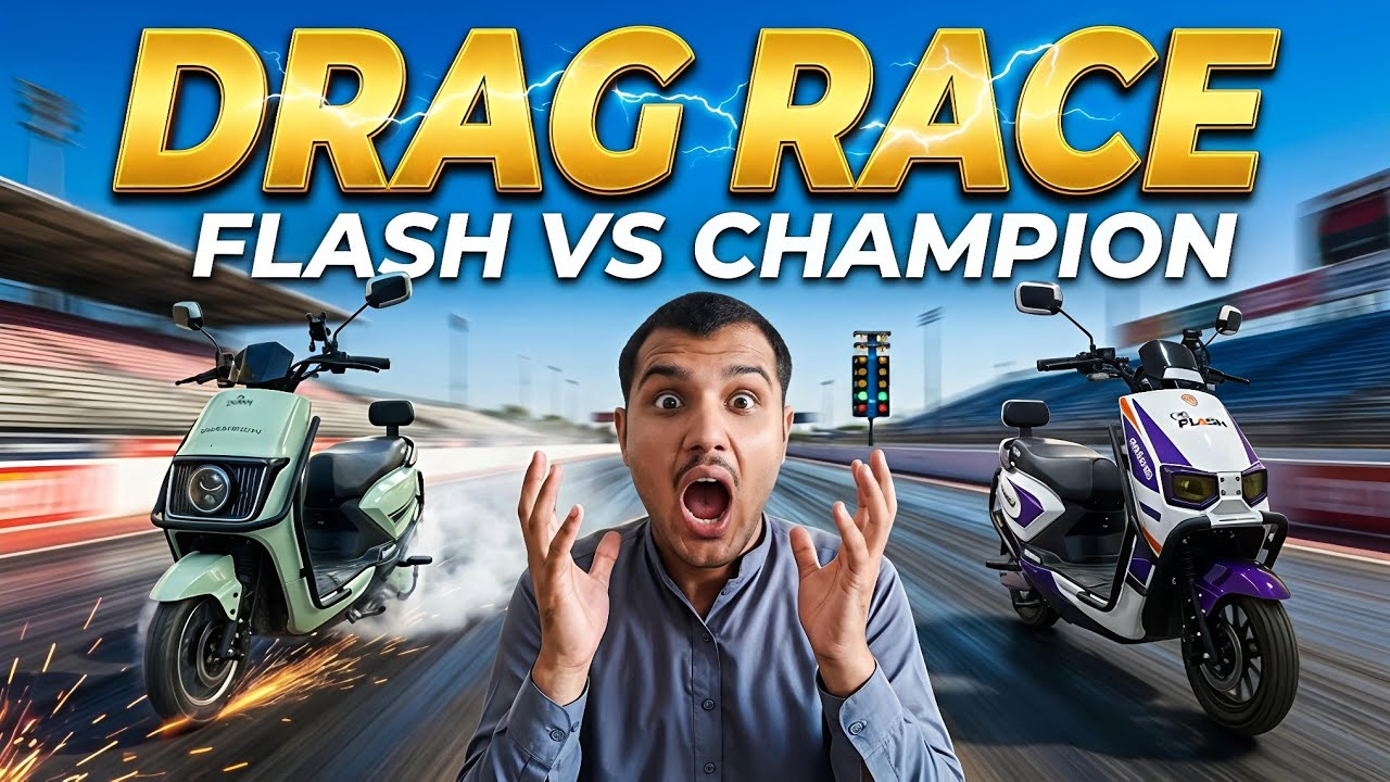 Electric Scooty Drag Race 😱 Crown Champion vs Crown Flash | Unexpected Honda 70 Race 
