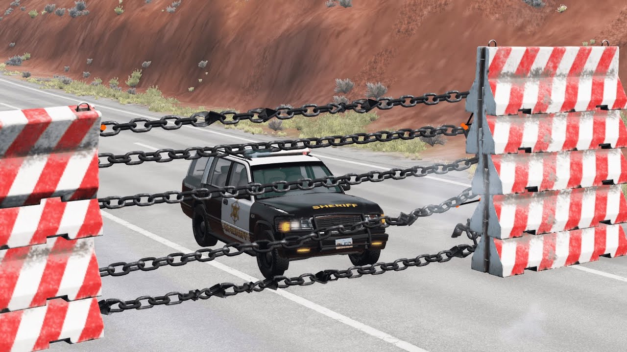 Cars vs Chain Wall &ndash; BeamNG.Drive