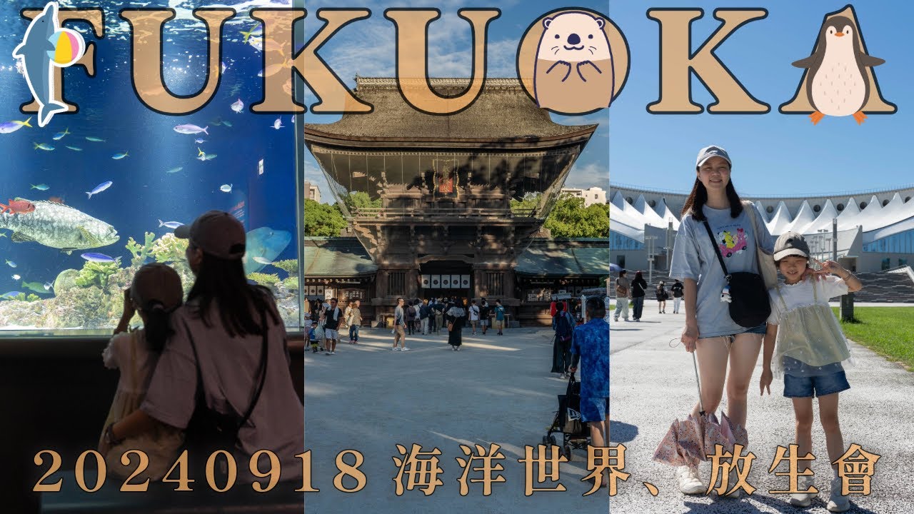 福岡親子Vlog EP3｜帶孩子看海獺秀・體驗博多三大祭・筥崎宮放生會美食大集合