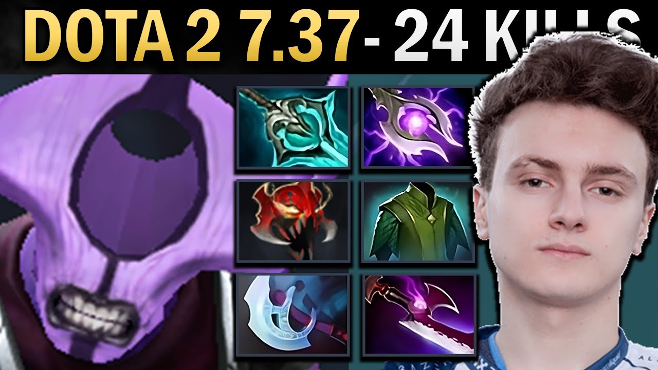 Faceless Void Gameplay Miracle with 24 Kills and Mjolnir - Dota 2 7.37