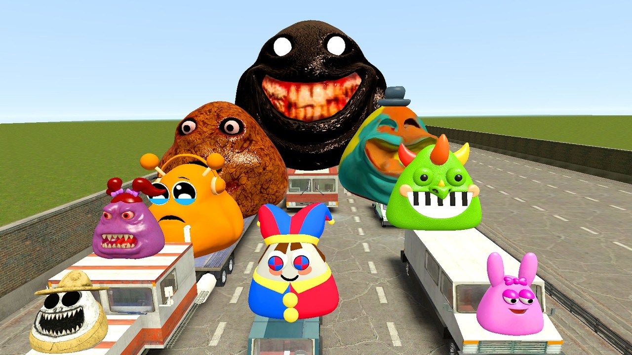 🛣️SPARTAN KICKING BIG BOU FAMILY FROM BOU'S REVENGE Of POU and ORIGINAL POU in FREEWAY Garry's Mod
