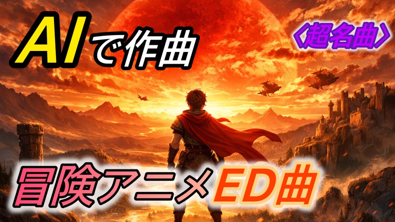 【AIで名曲作り】RED SUN／勇気をもらえるアニメED風楽曲【歌詞付きフル】