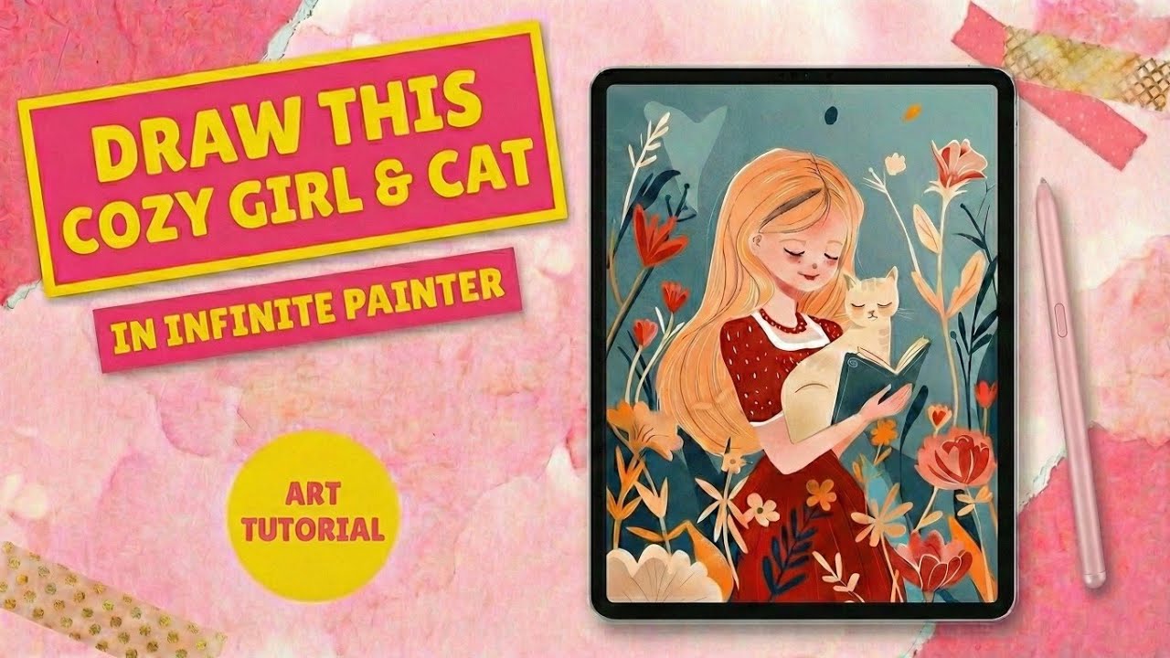 Cute storybook girl tutorial for infinite painter using only basic brushes
