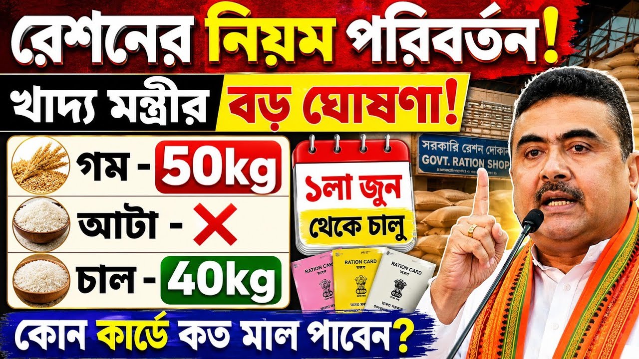 Ration New Rules 2026 | ১লা জুন থেকে রেশনে বড় পরিবর্তন! কোন কার্ডে কত চাল গম পাবেন?