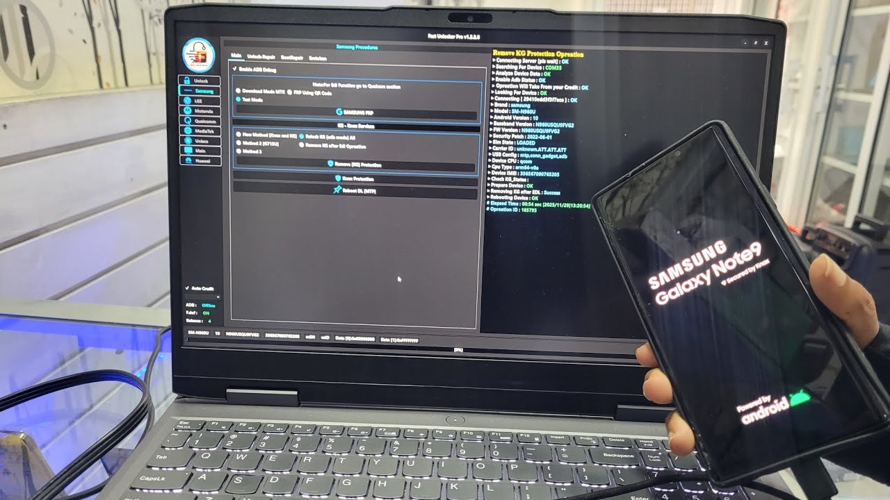 ✅️Удалить KG Samsung Galaxy Note9 методом ADB патч безопасности 2022 от Fast Unlocker Pro