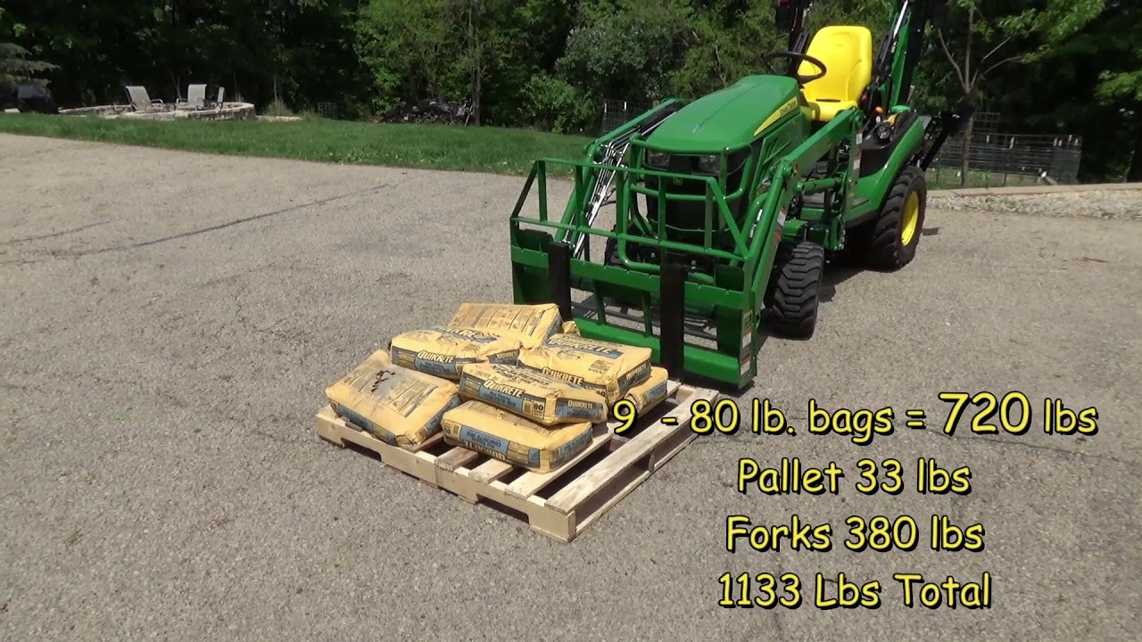 John Deere 1025r — Сколько грузоподъёмности вилочного погрузчика для поддонов? / #90