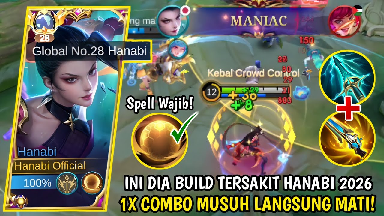 MANIAC! INI DIA BUILD TERSAKIT HANABI 2026 - 1X COMBO MUSUH LANGSUNG MATI! DAMAGE GAK NGOTAK! MLBB