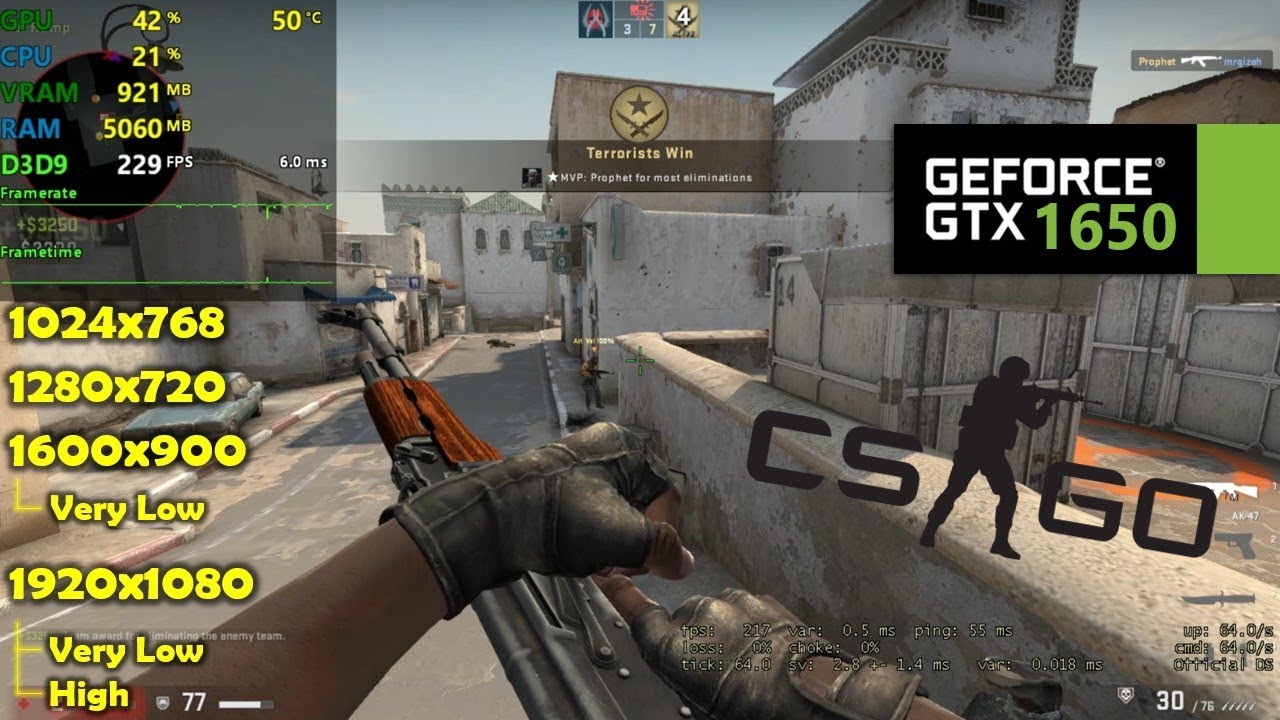 GTX 1650 | CSGO - 1080p, 900p, 720p & 1024x768 (4:3)!