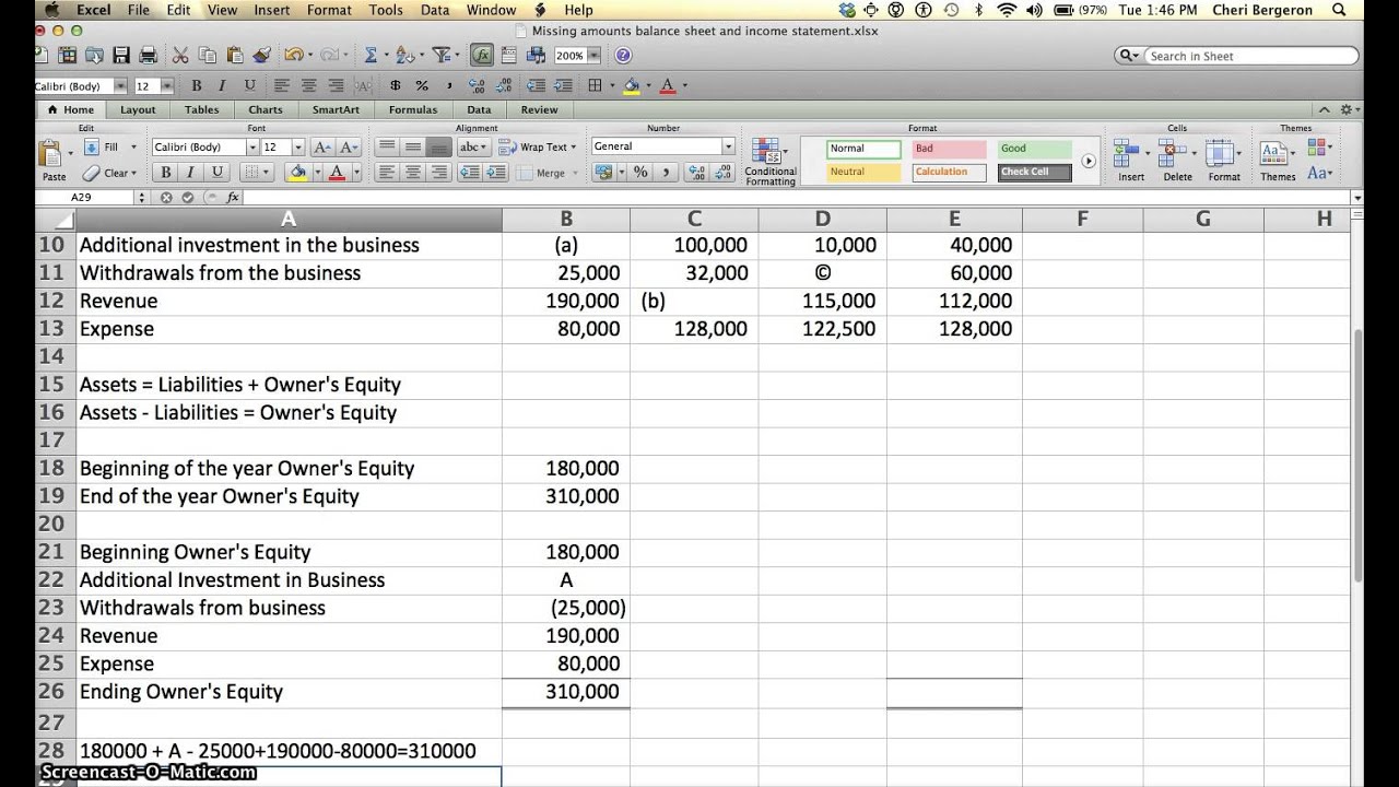 Missing numbers in financial statements