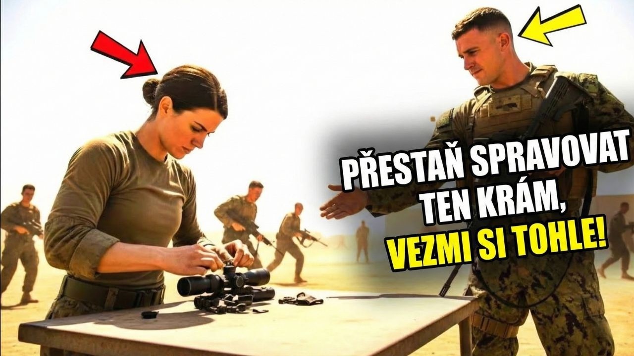 Seřizovala zaměřovač, když jí SEAL nabídl svou pušku a ustoupil stranou.