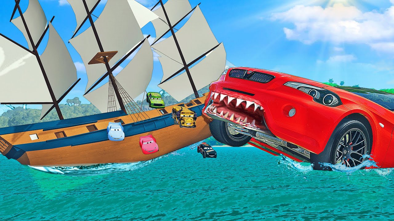 САМЫЙ БОЛЬШОЙ ВОДНЫЙ МОСТ В МИРЕ против ТАЧЕК PIXAR в BeamNG.drive