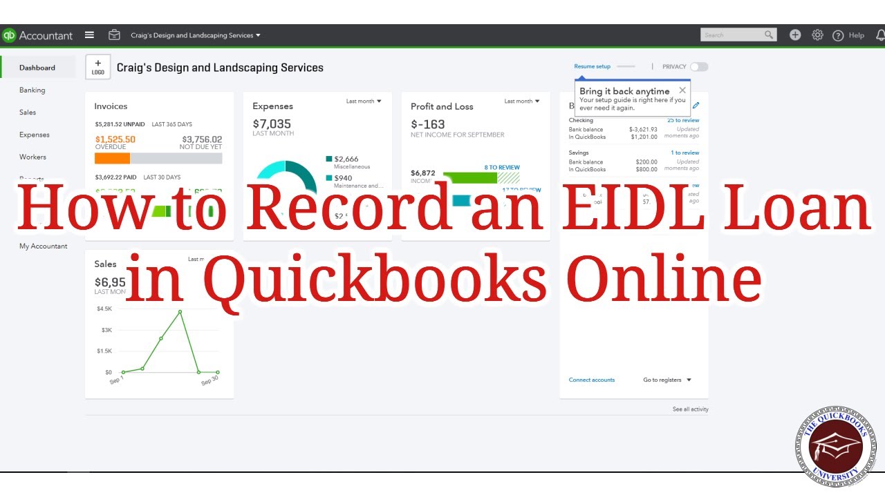 How to Record an EIDL Loan in Quickbooks Online