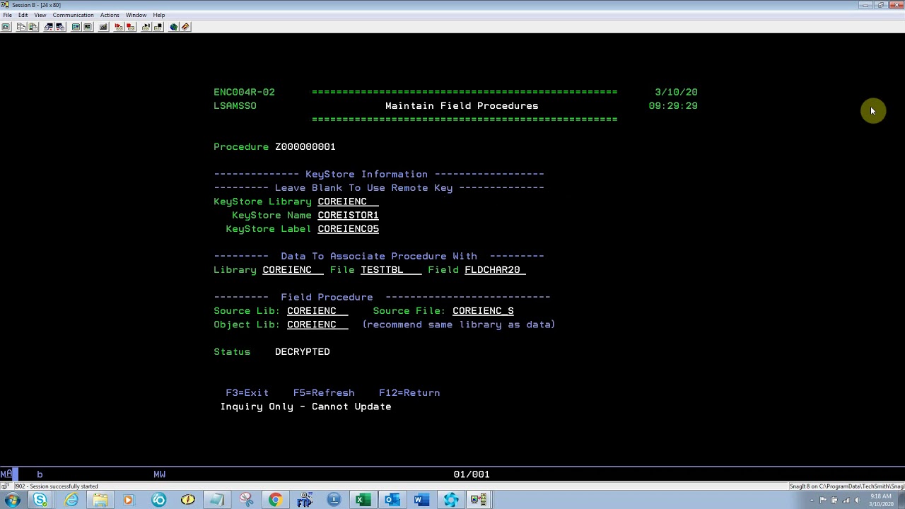 Core-i ENC DB2 Field Encryption Step TWO Encrypting Data