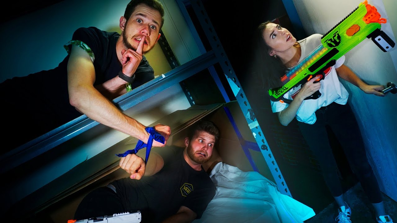 NERF Hide and Seek Challenge...IN THE DARK!