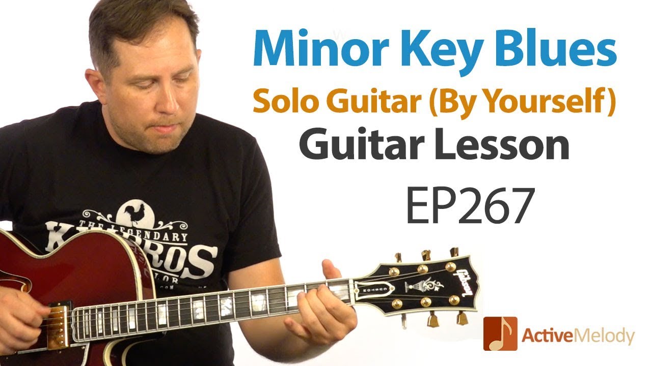 Learn a really cool minor key blues composition - no jam track needed - blues guitar lesson - EP267