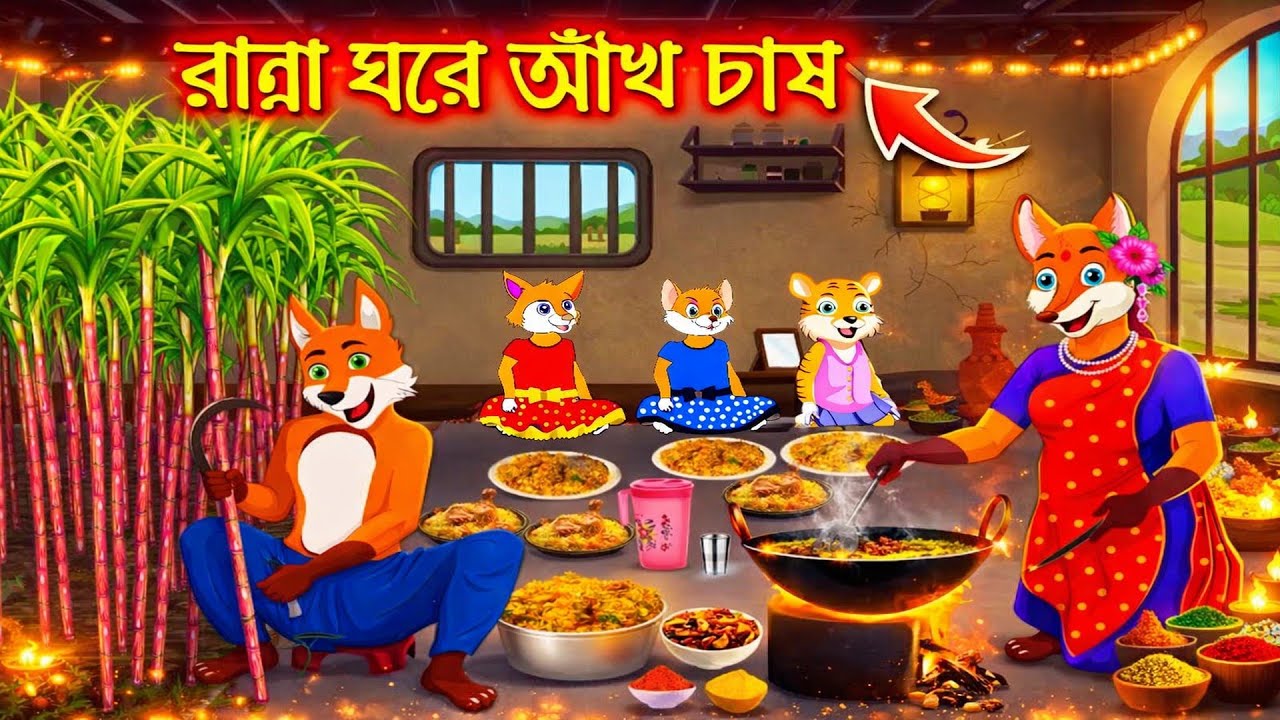 রান্নাঘরে আঁখ চাষ Fox cartoon। Bangla Cartoon। Siyaler Cartoon। Rupkothar golpo।cartoon vedio। katun