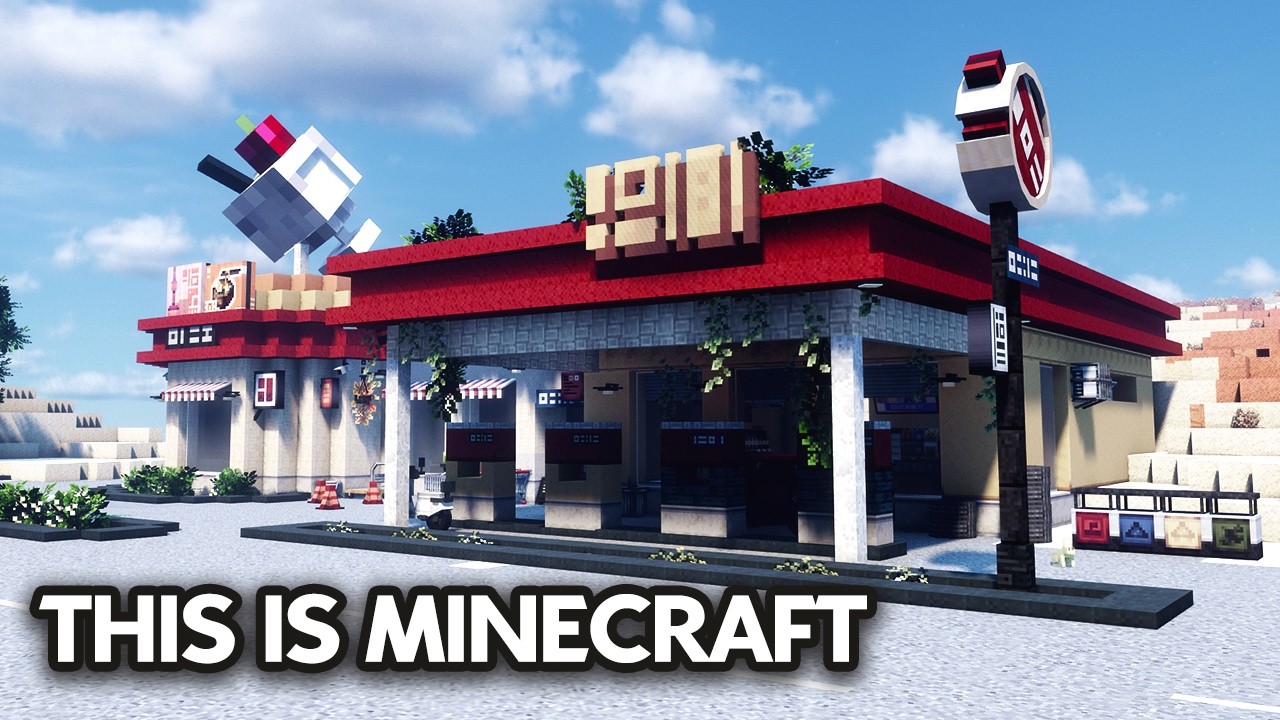 Я построил реалистичную заправку в пустыне в Minecraft с помощью модов