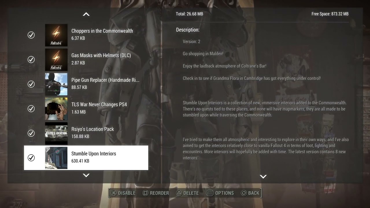 PS4 Fallout 4 Modlist 2022