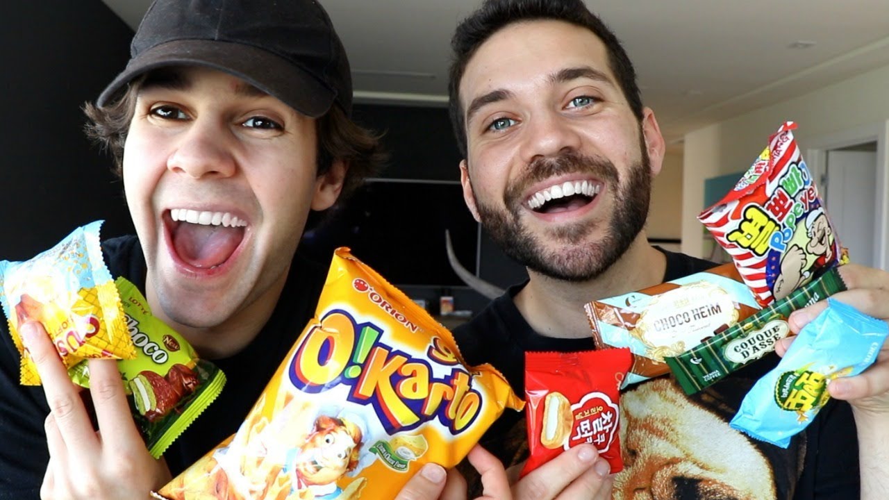 Face Models Try KOREAN SNACKS! David Dobrik and Ugh Its Joe