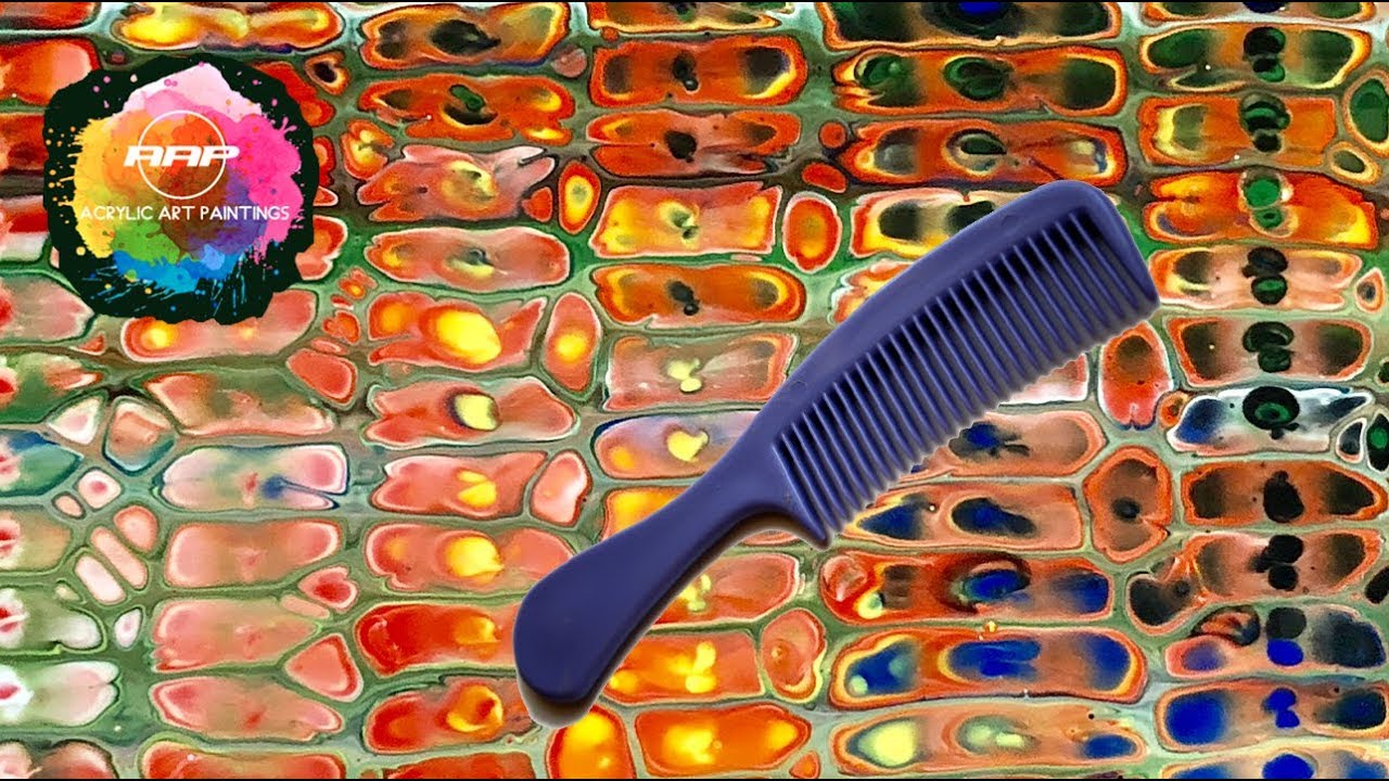 In Fluid Art, Even Combs Paint! Chameleon Cells Acrylic Pouring Painting  (228)