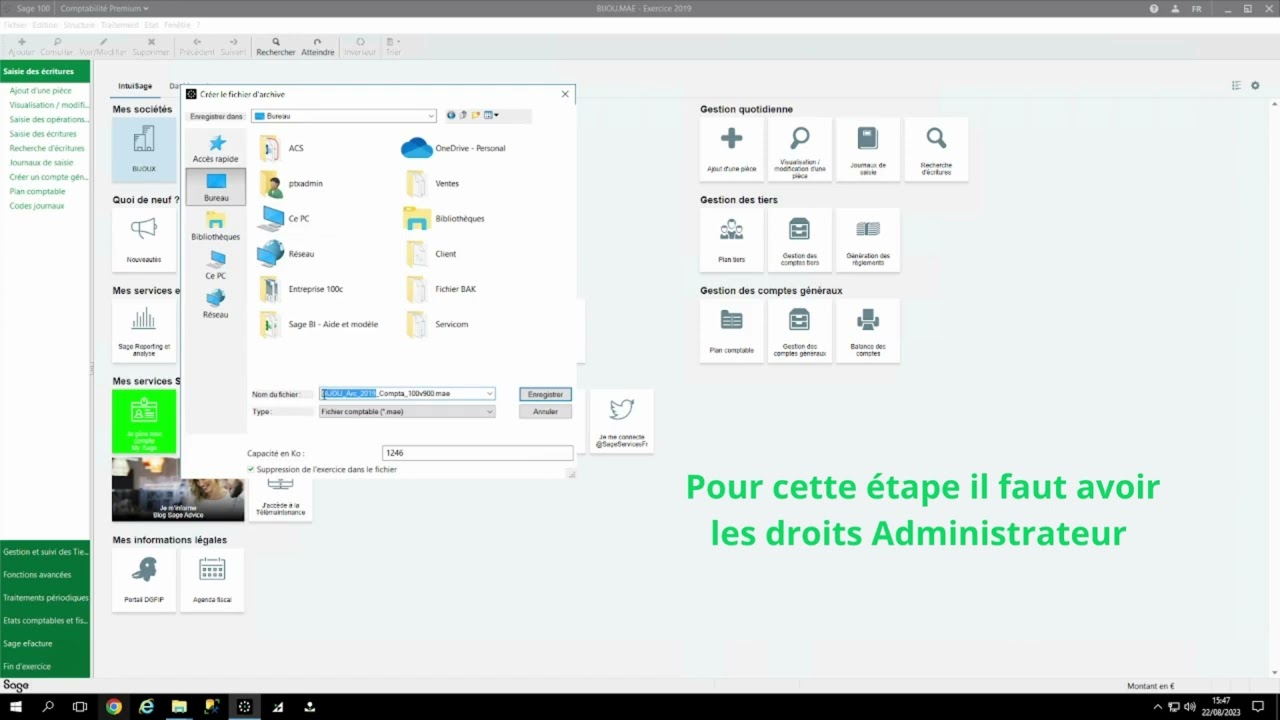 Sage100Comptabilité - Comment Archivage 1er exercice ?