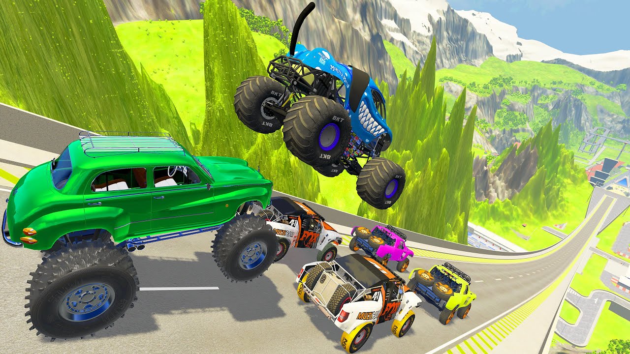 HT Gameplay Crash # 517 | Epic High Speed Jumps Monster Trucks and Big & Small Cars vs Speed Bumps