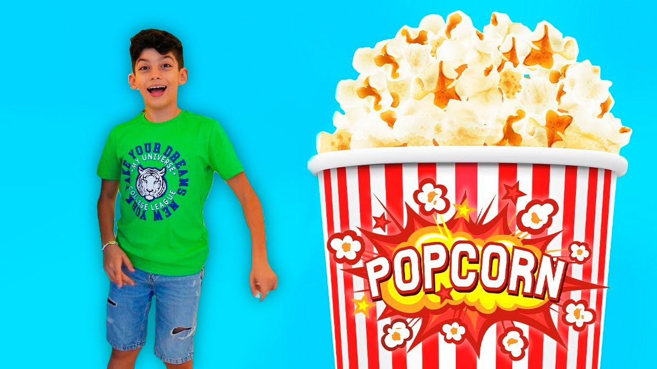 Jason y Alex divertidas series sobre el desafío con las palomitas más grandes