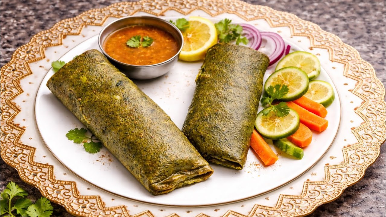 Green goodness wrapped with love 🌯💚” #youtubeshorts #palakrecipe #ytshorts