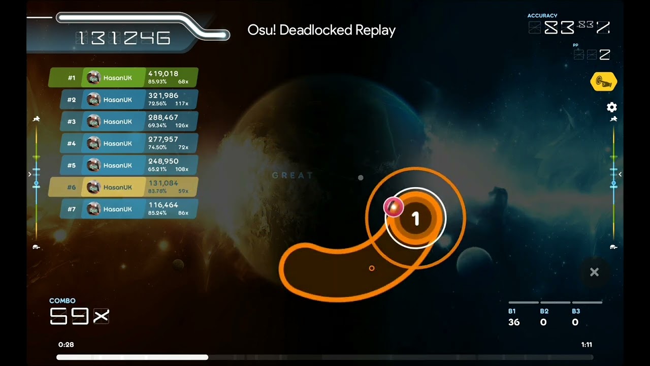 Deadlocked - F-777 (Osu! Gameplay [Replay Mode] 68% Accuracy)
