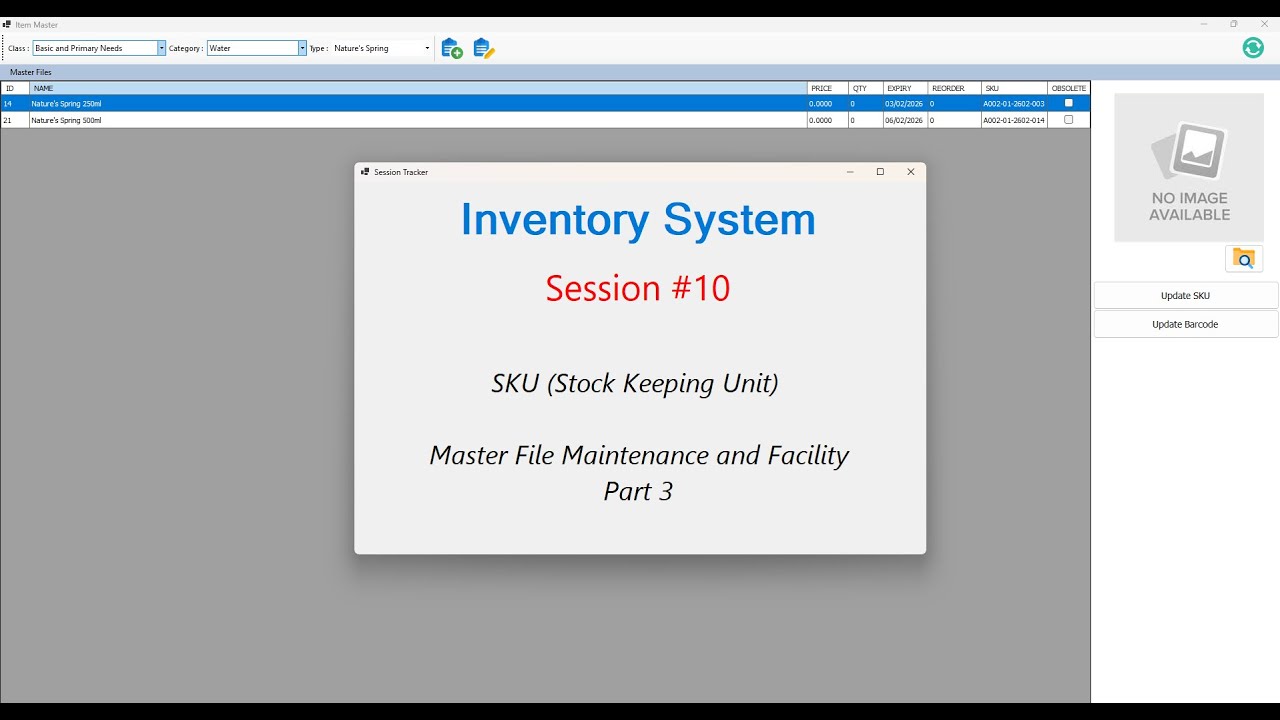 INVs10 - Inventory System - Session #10 - SKU (Stock Keeping Unit) - Part 3