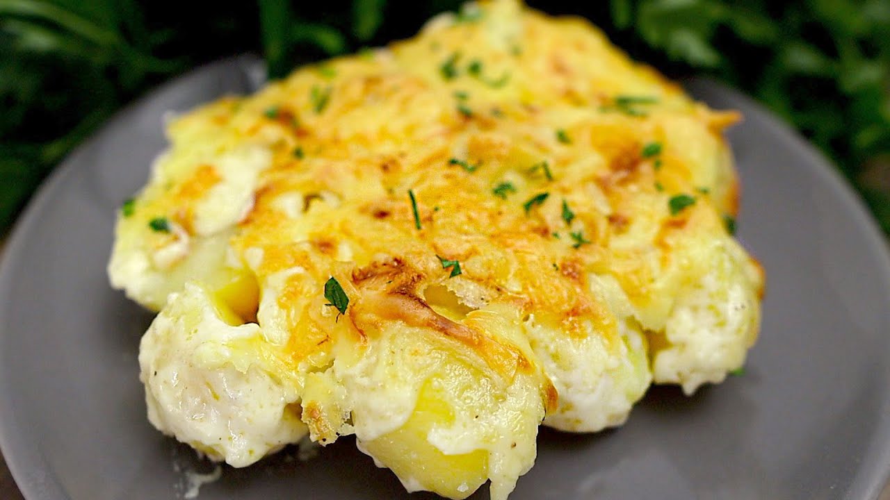 Ein einfaches und leckeres Rezept f&uuml;r Ofenkartoffeln mit Sahnesauce