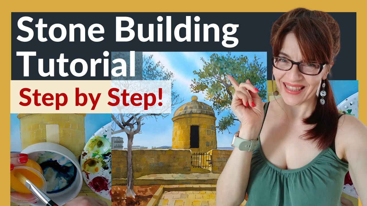 Watercolor Stone Building Tutorial (Step by Step!)