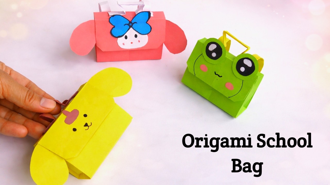 How to Make Origami Paper Kuromi & Frog School Bag | Miniature Paper Craft | School Project Idea