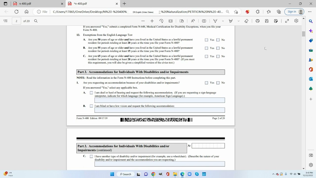 ГРАЖДАНСТВО США//Form N - 400 naturalization/  Как заполнять? 🗽🖊📭