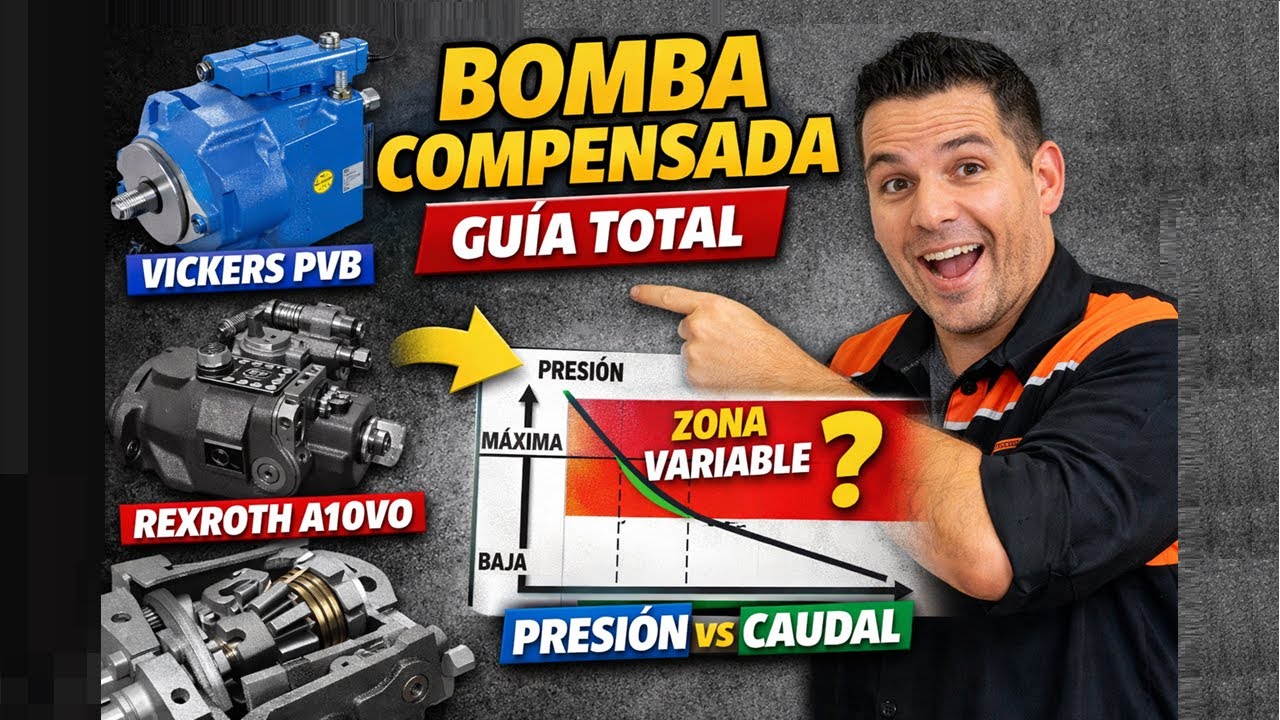 Bomba Compensada EXPLICADA (Guía TOTAL) | Vickers PVB + Rexroth A10VO | Curva Presión–Caudal