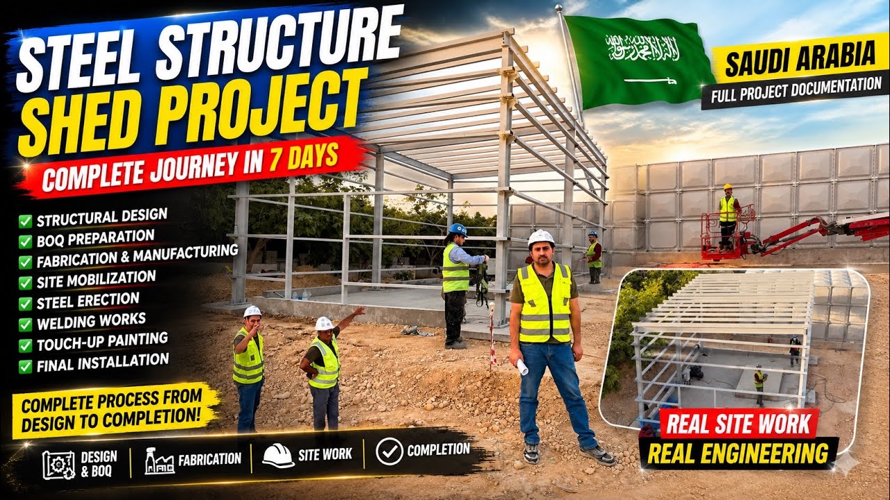 Steel Structure Installation Complete | Design, BOQ & Site Work || Vlog Saudi Arabia ||
