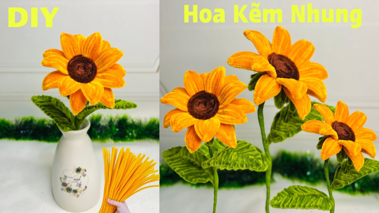 DIY | Hoa Kẽm Nhung | Hoa Hướng Dương Bằng Kẽm Nhung | Sun Flower DIY | Evig Trang Handmade